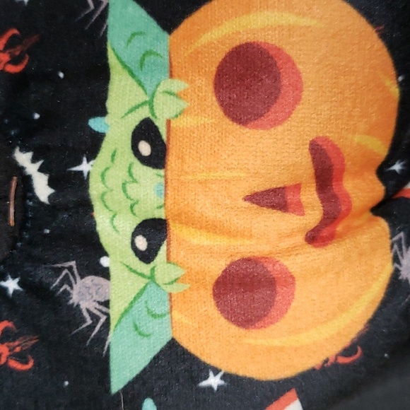 Disney "Baby Yoda" in a Pumpkin Face Stretch Plush Slippers, One Size - Picture 2 of 4